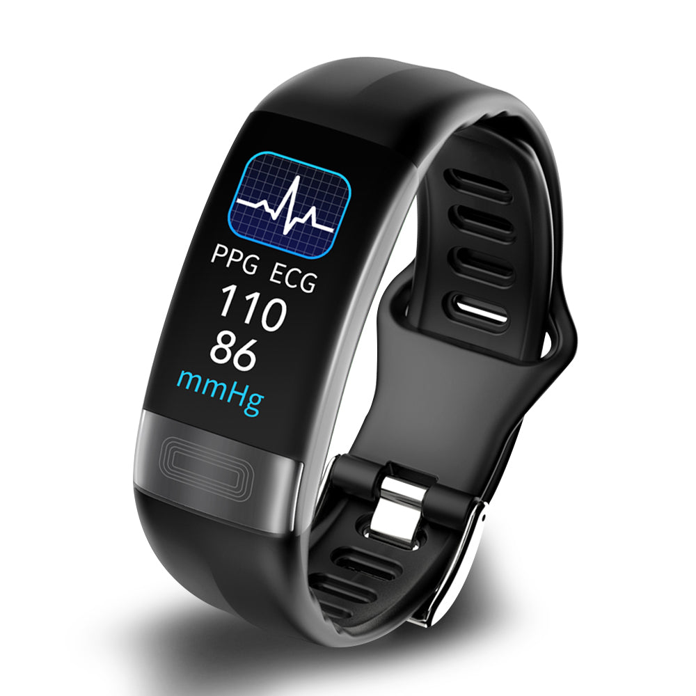 MEELANO Smartwatch Med Pulsmåler Og ECG Sensor Til Hjerteovervågning Sort Silikone