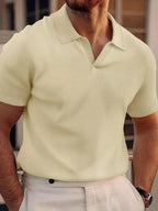 MEELANO Herre V Hals Kortærmet Polo T Shirt Sommer Stilfuld Khaki