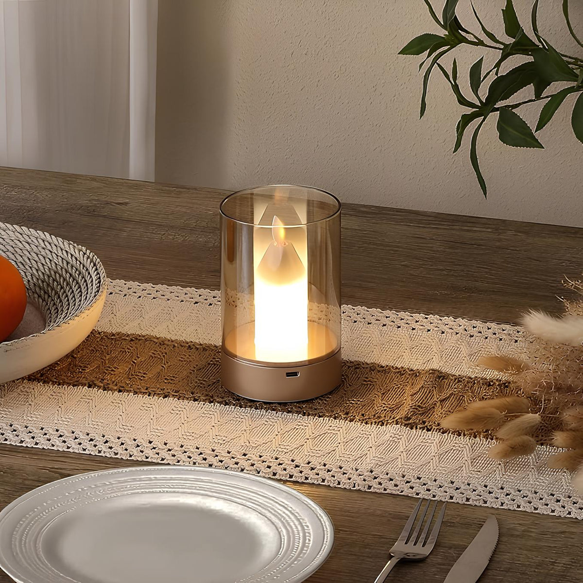 MEELANO Trådløs LED-Stearinlyslampe – Moderne Bordlampe med Stearinlys-look & Gestusstyring, op til 8 Timer Varm Hvid, Flammeløs – LumiCandle