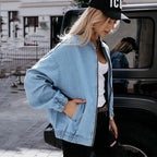 Dame Blå Overgangsjakke - Lynlås og Streetwear stil
