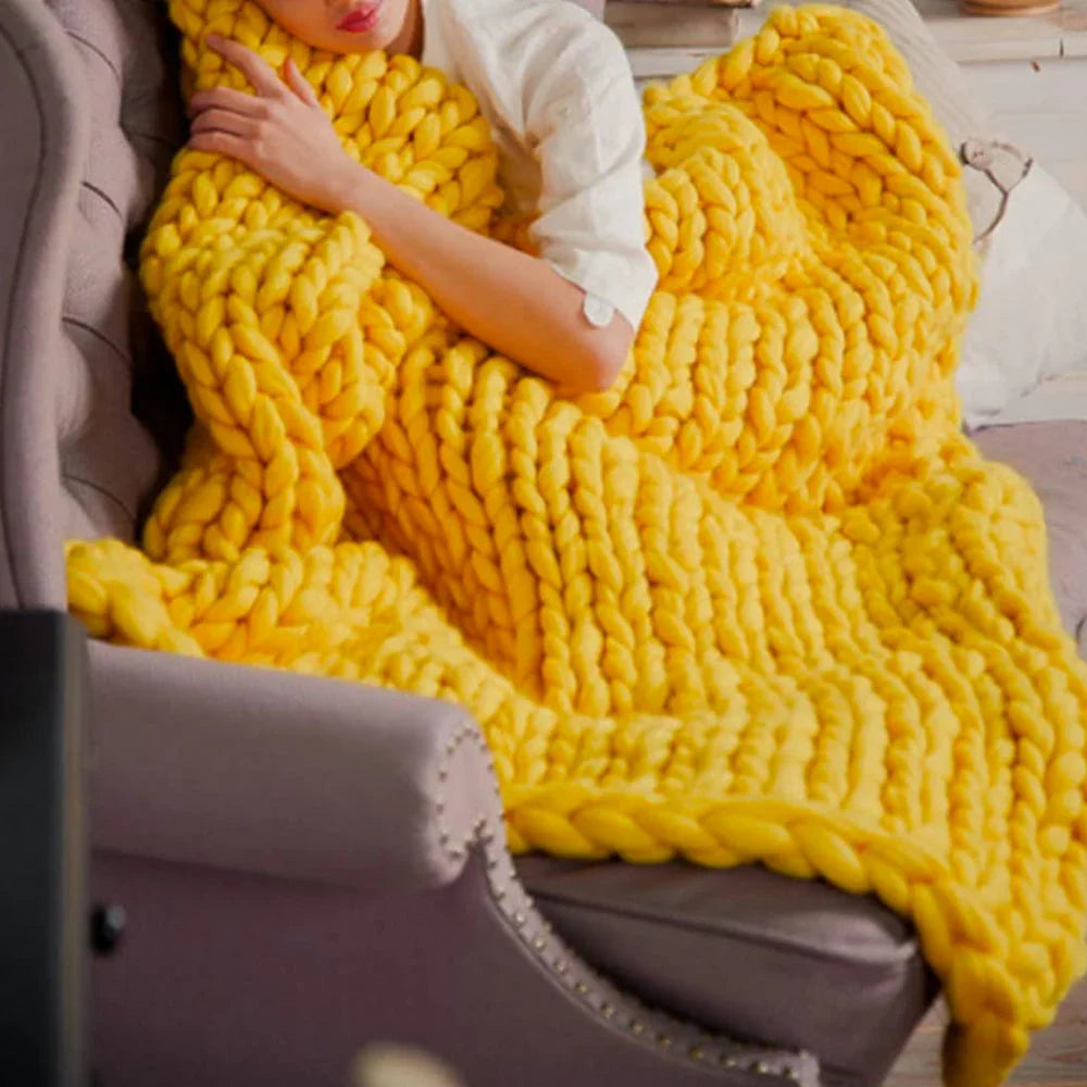 DIY Chunky XL Uldgarn 1000g – Tykt Garn til Armstrikning, Strik Dit Eget Bløde Tæppe & Pude – LuxeWool