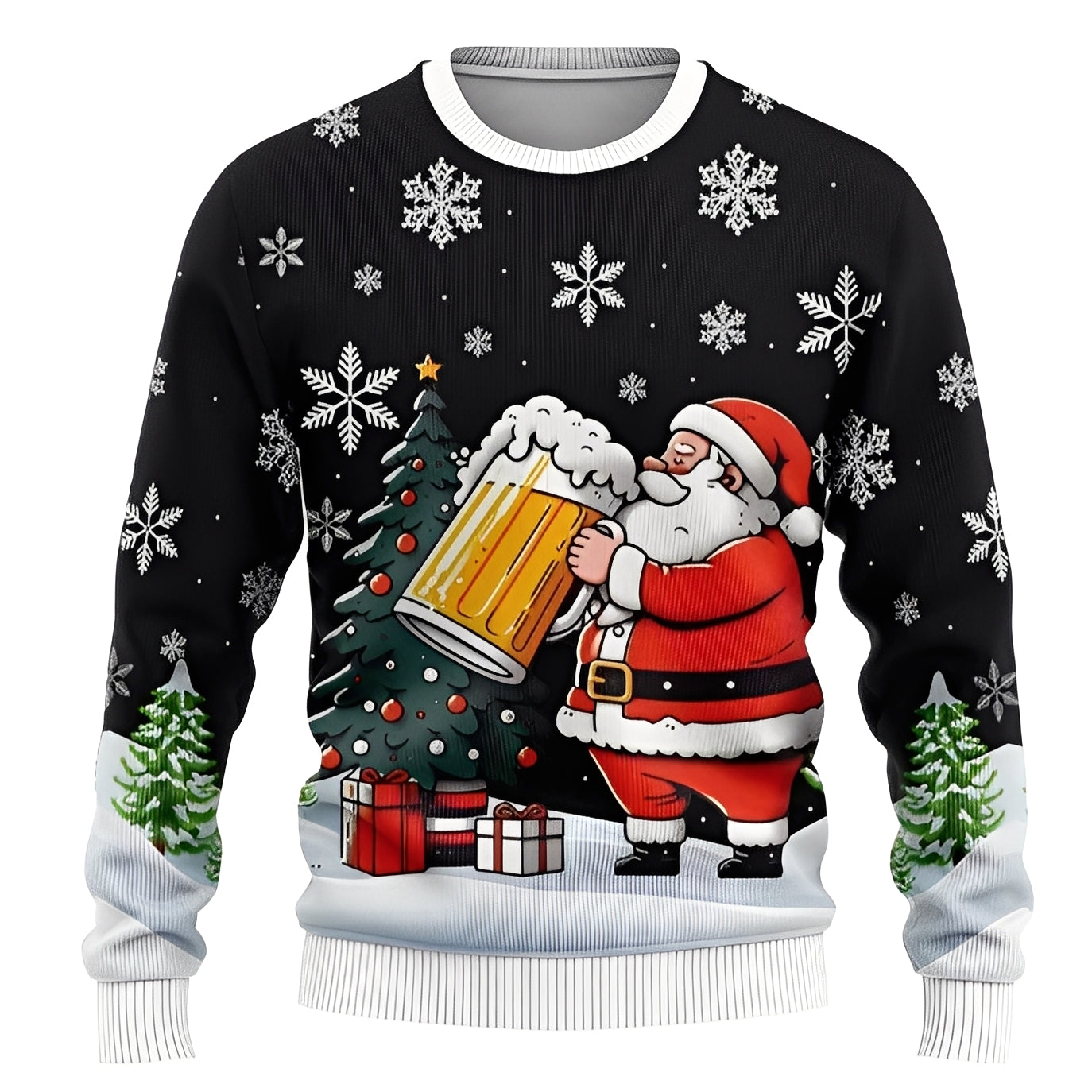 MEELANO Luna | Unisex Julesweater med Motiv - Strikket Juletrøje til Dame & Herre Sort