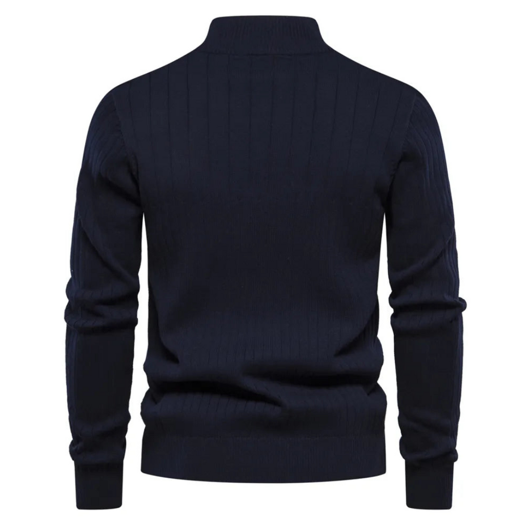 MEELANO Tycho | Herre Half-Zip Ribstrikket Sweater - Varm Striktrøje med Lynlås i Halsen