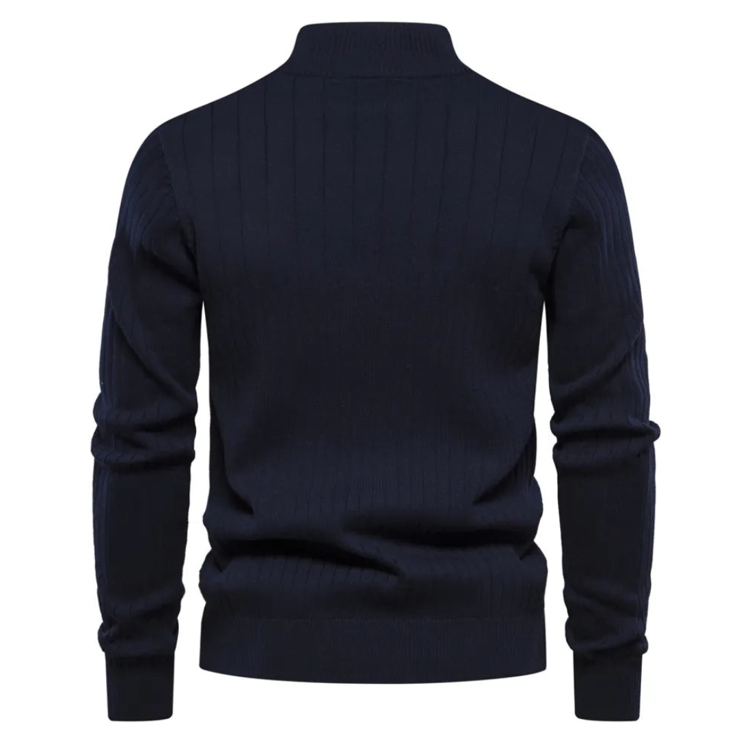 MEELANO Tycho | Herre Half-Zip Ribstrikket Sweater - Varm Striktrøje med Lynlås i Halsen