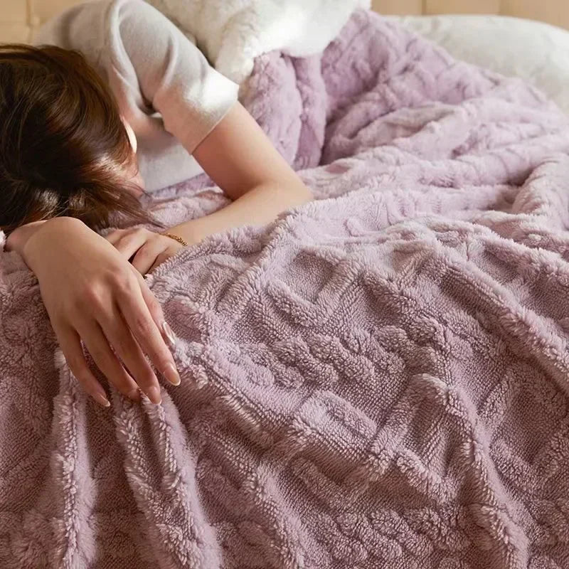 MEELANO Tyk Vinter Lammeuld Tæppe Med Fleece Til Ekstra Varme Og Komfort