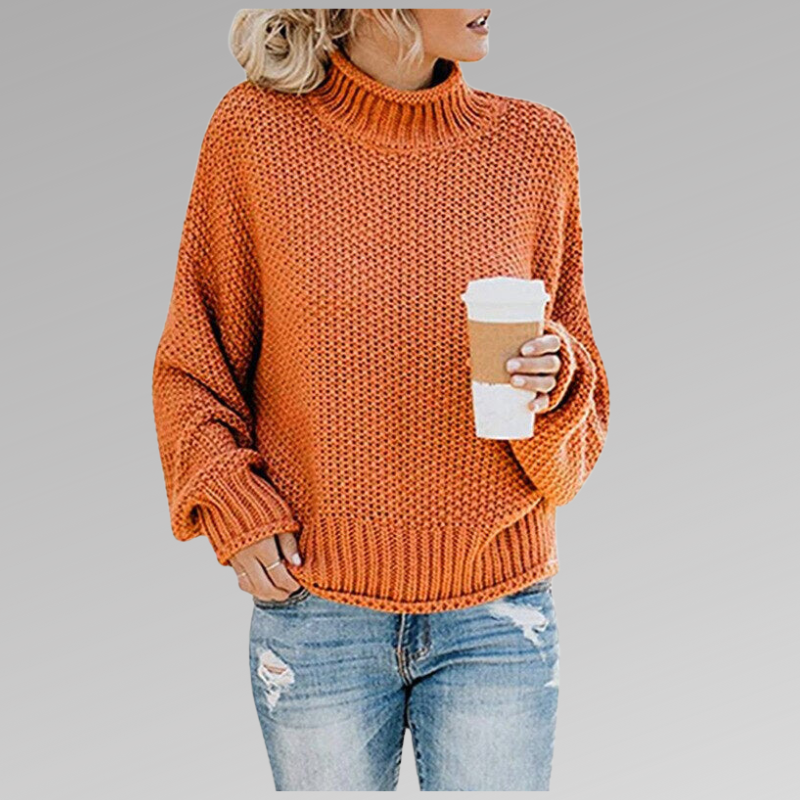 MEELANO Bersh | Dame Løs Strikket Sweater - Varm Oversized Striktrøje & Pullover til Vinter Orange