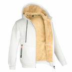 MEELANO Calico | Herre Varm Fleeceforet Hættetrøje med Lynlås - Zip Hoodie Sweatshirt Hvid