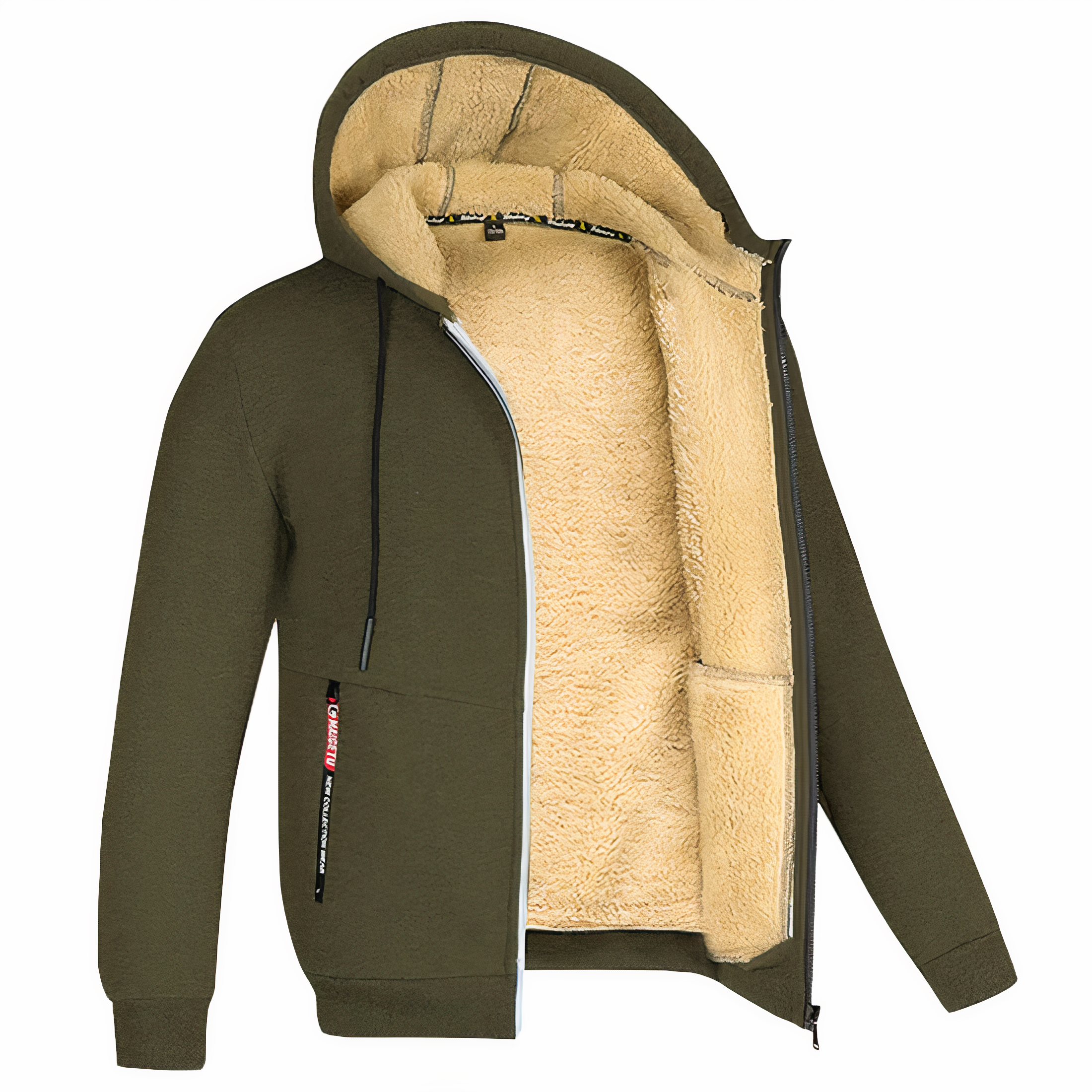 MEELANO Calico | Herre Varm Fleeceforet Hættetrøje med Lynlås - Zip Hoodie Sweatshirt Armygrøn