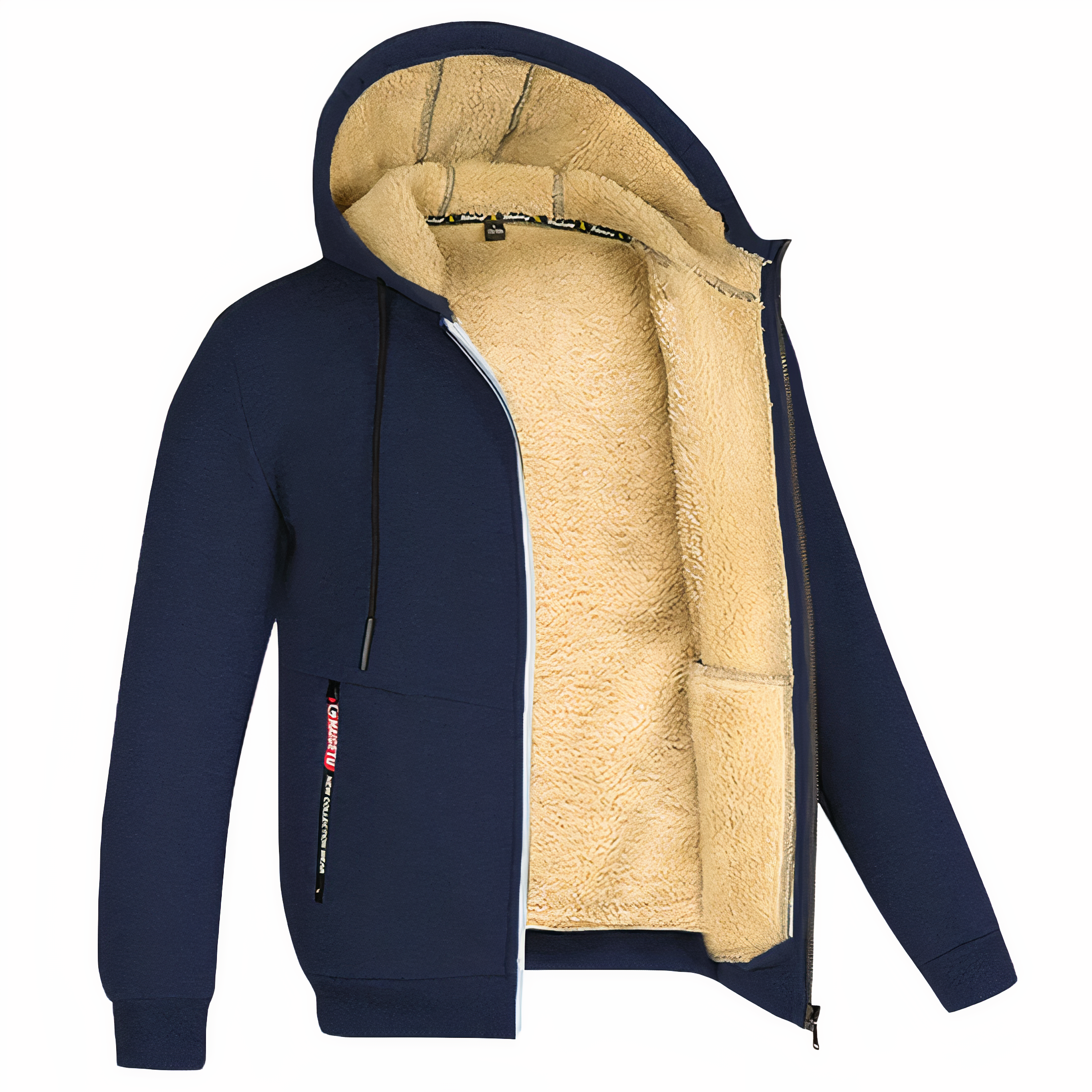 MEELANO Calico | Herre Varm Fleeceforet Hættetrøje med Lynlås - Zip Hoodie Sweatshirt Marineblå