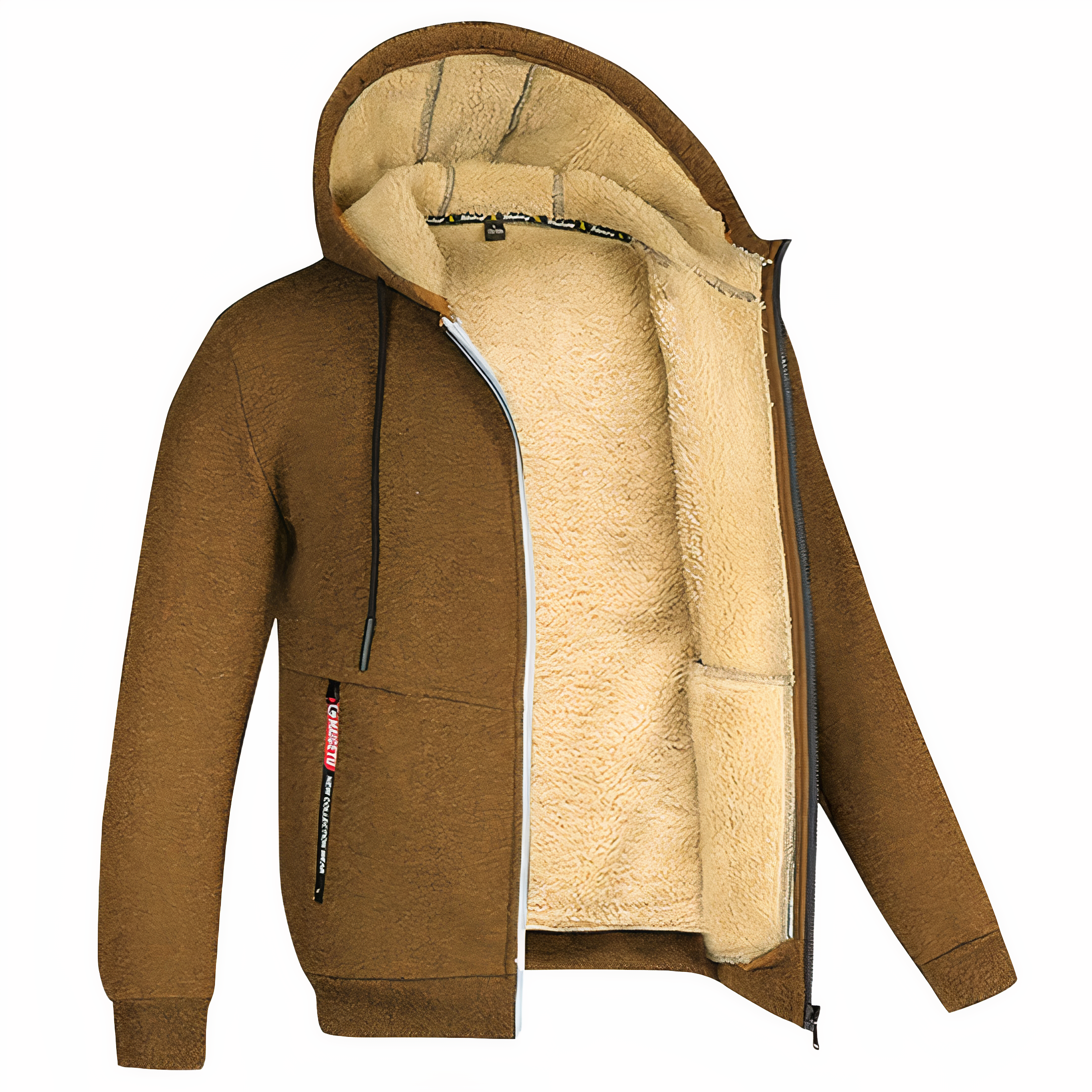 MEELANO Calico | Herre Varm Fleeceforet Hættetrøje med Lynlås - Zip Hoodie Sweatshirt Brun