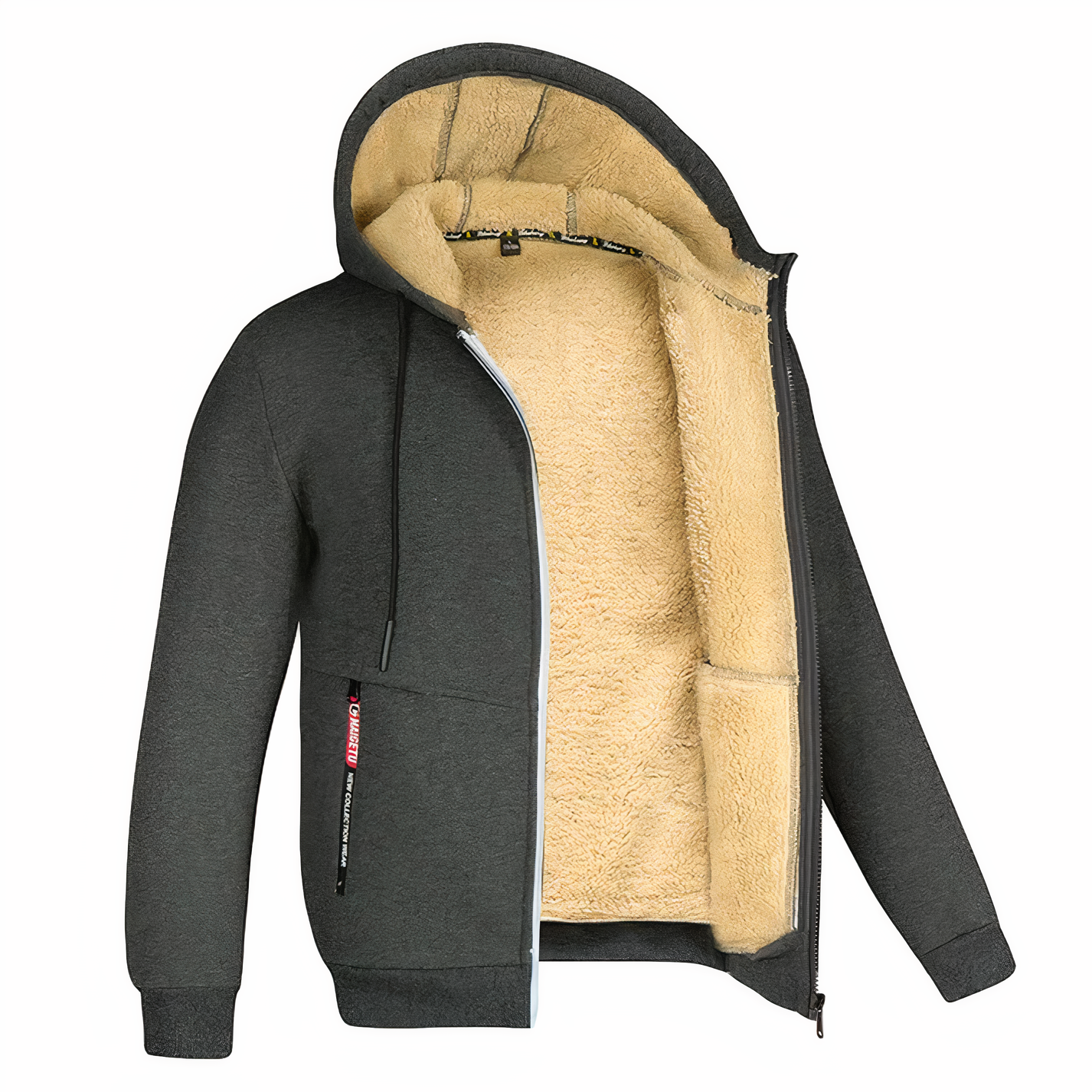MEELANO Calico | Herre Varm Fleeceforet Hættetrøje med Lynlås - Zip Hoodie Sweatshirt Mørkegrå