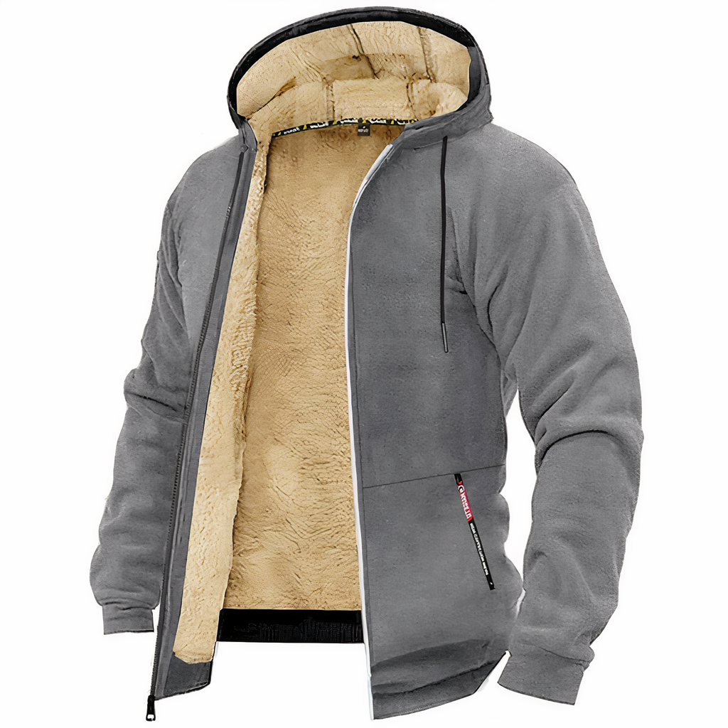 MEELANO Calico | Herre Varm Fleeceforet Hættetrøje med Lynlås - Zip Hoodie Sweatshirt Grå