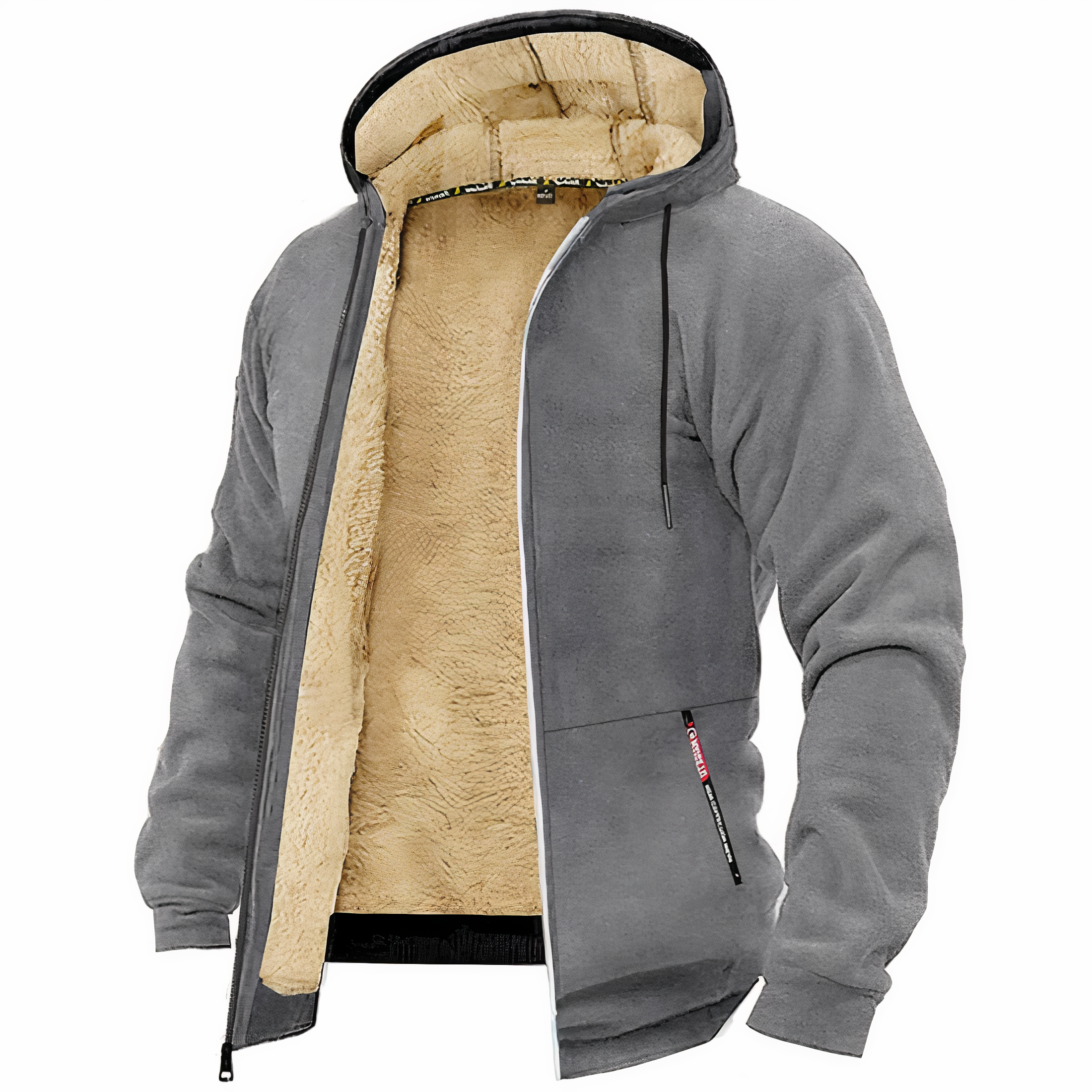 MEELANO Calico | Herre Varm Fleeceforet Hættetrøje med Lynlås - Zip Hoodie Sweatshirt Grå