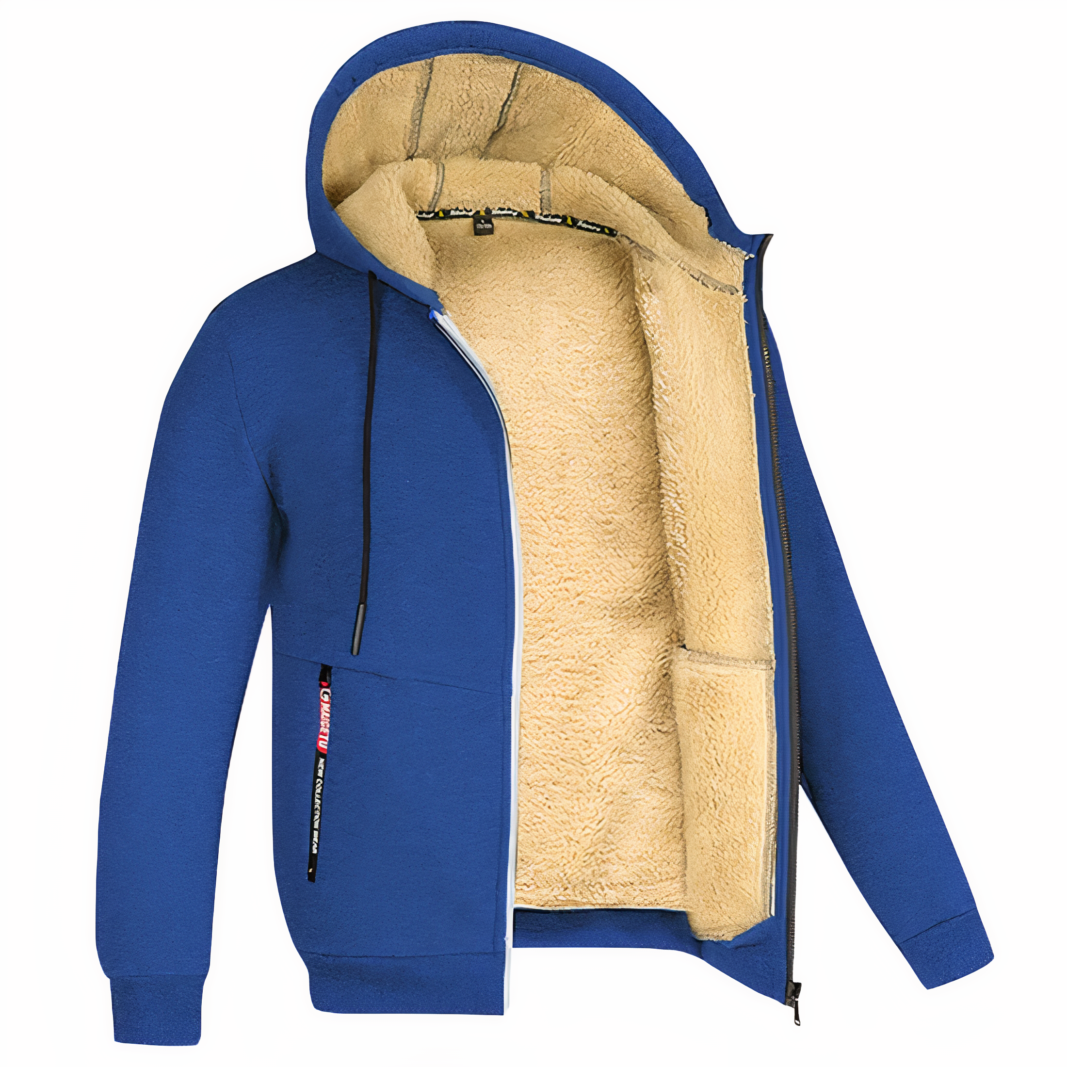 MEELANO Calico | Herre Varm Fleeceforet Hættetrøje med Lynlås - Zip Hoodie Sweatshirt Kongeblå