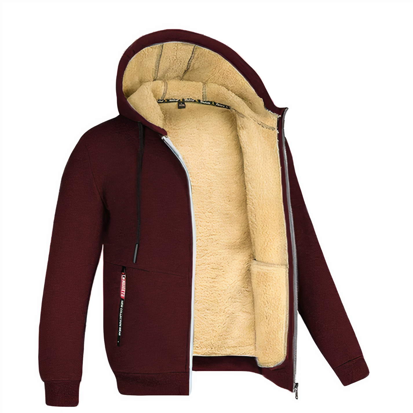 MEELANO Calico | Herre Varm Fleeceforet Hættetrøje med Lynlås - Zip Hoodie Sweatshirt Rød