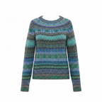 MEELANO Amore | Dame Mønstret Striktrøje med Rund Hals - Finstrikket Pullover