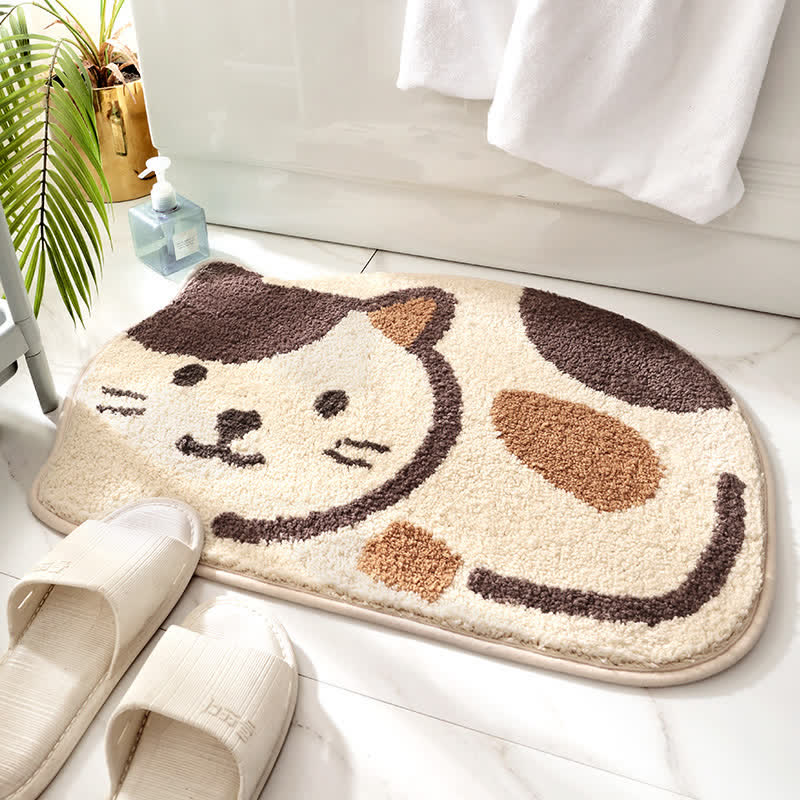 MEELANO Absorberende, skridsikker, sød kattebademåtte Beige 45 cm x 65 cm