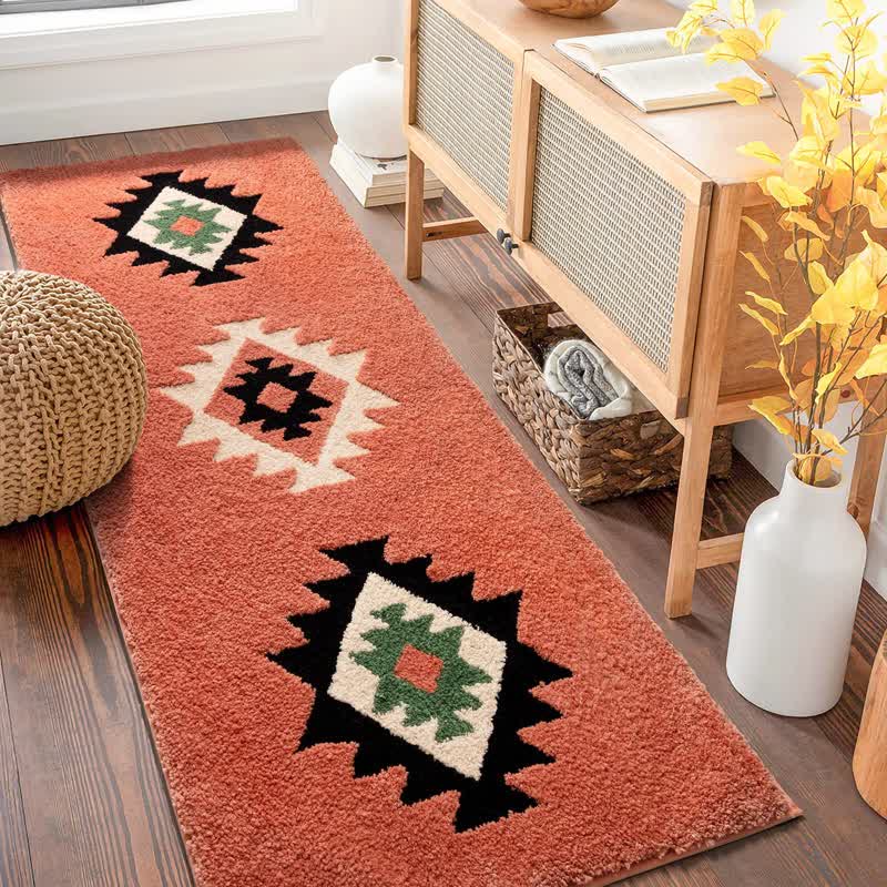 MEELANO Absorberende soveværelsestæppe i bohemestil Orange