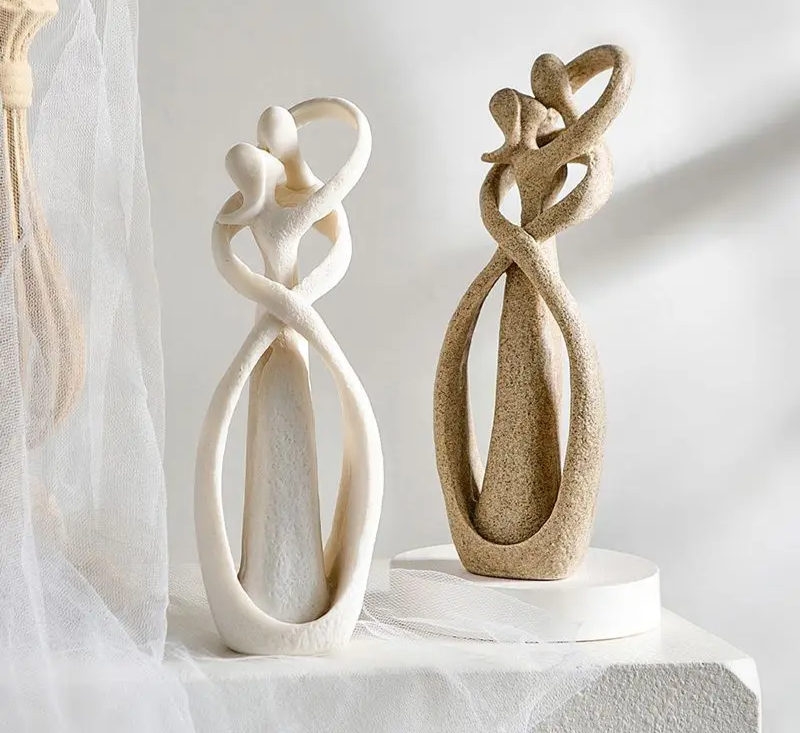 MEELANO Abstrakt Billede 30 cm Høj i Hvid Polyresin – Tidløs Elegance