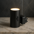 MEELANO LED Stikkontaktlampe – Dæmpbar Natlampe med Dag/Nat-sensor, 10W Varmt Lys, til Soveværelse & Gang, Sort eller Hvid