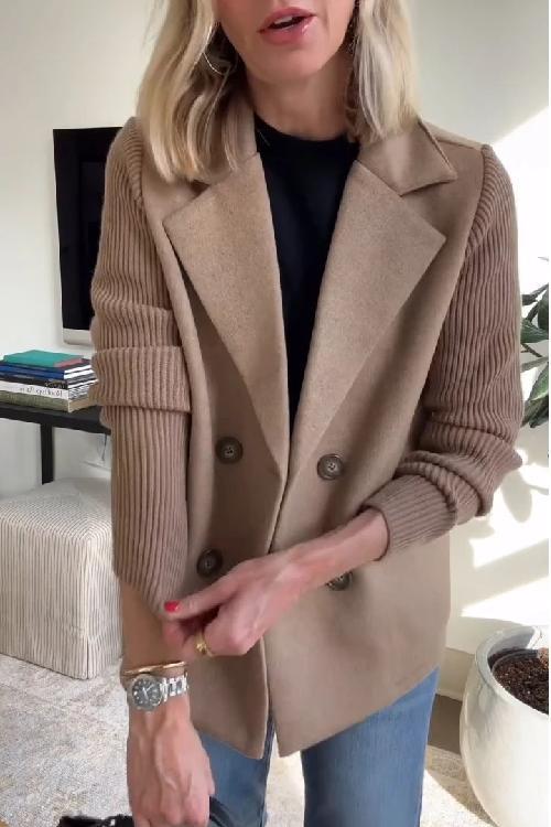 MEELANO Blazer Med Stribede Ærmer Og Struktureret Dobbeltradet Design