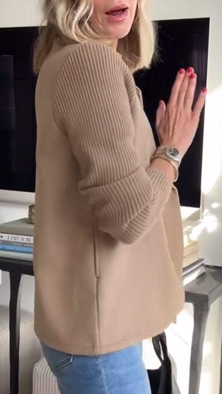 MEELANO Blazer Med Stribede Ærmer Og Struktureret Dobbeltradet Design