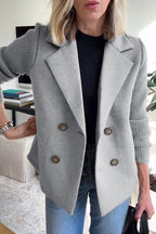 MEELANO Blazer Med Stribede Ærmer Og Struktureret Dobbeltradet Design Grå