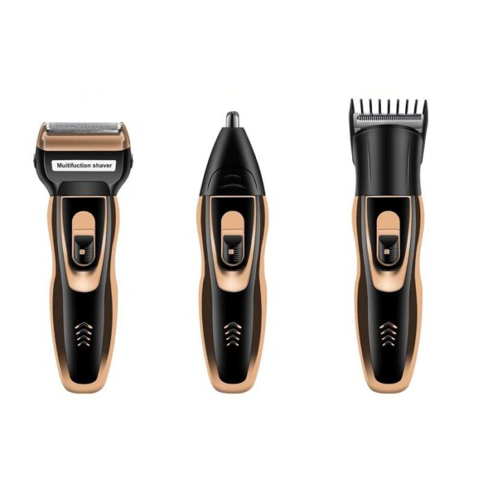 MEELANO 3-i-1 Trimmer – Genopladelig Skægtrimmer, Næsehårstrimmer & Barbermaskine med 3 Tilbehør, Kompakt til Rejsen