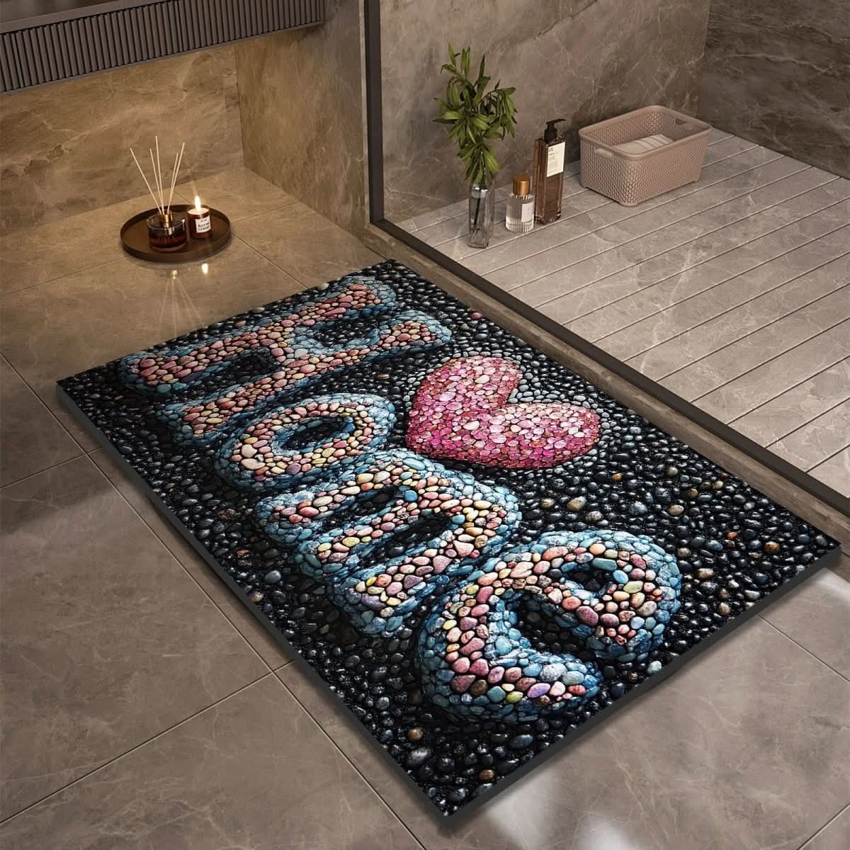 MEELANO Diatomit Bademåtte med Skridsikker Gummibund – Hurtigtørrende Bademåtte, 17 Designs, 40x60 til 60x90 cm Design 8