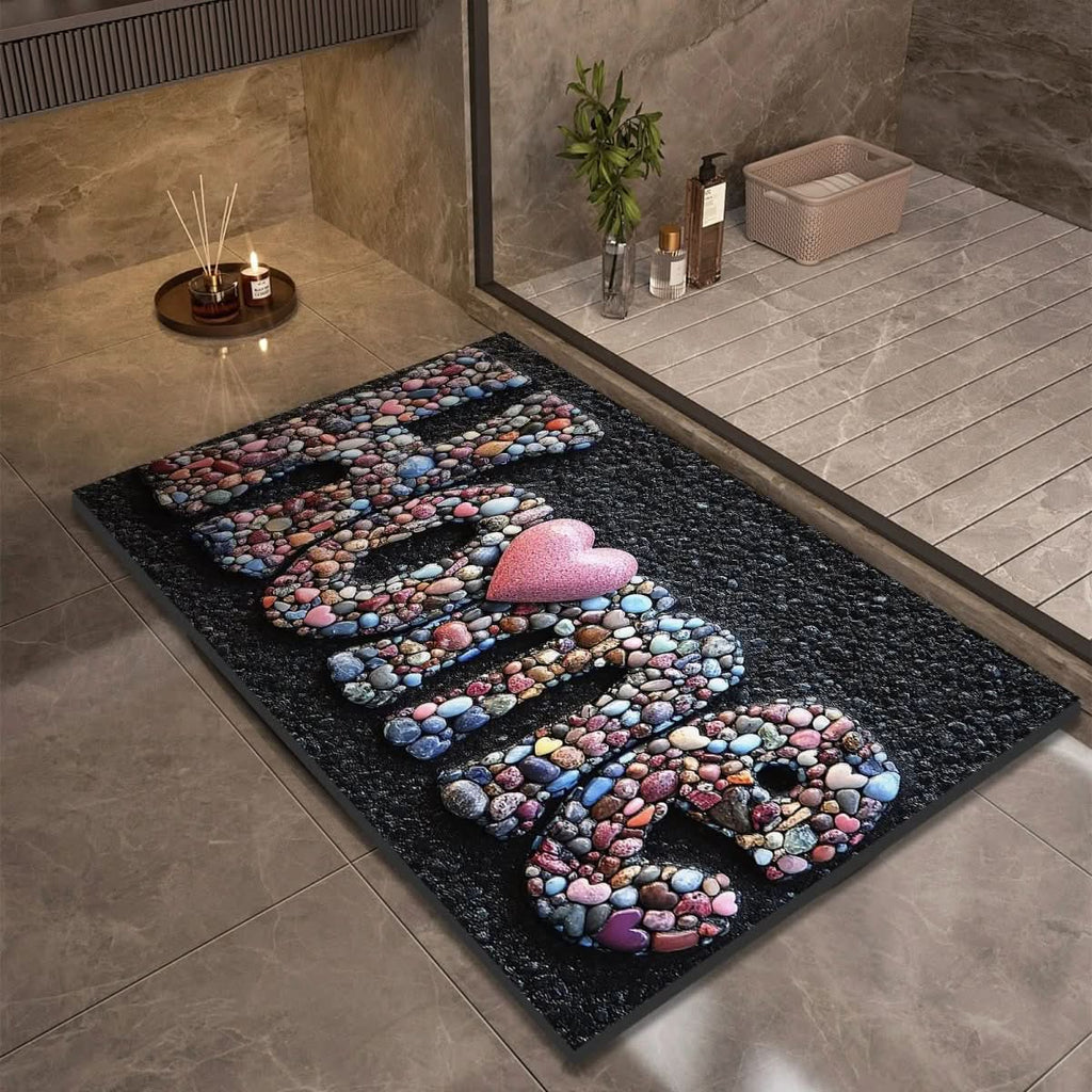 MEELANO Diatomit Bademåtte med Skridsikker Gummibund – Hurtigtørrende Bademåtte, 17 Designs, 40x60 til 60x90 cm Design 9