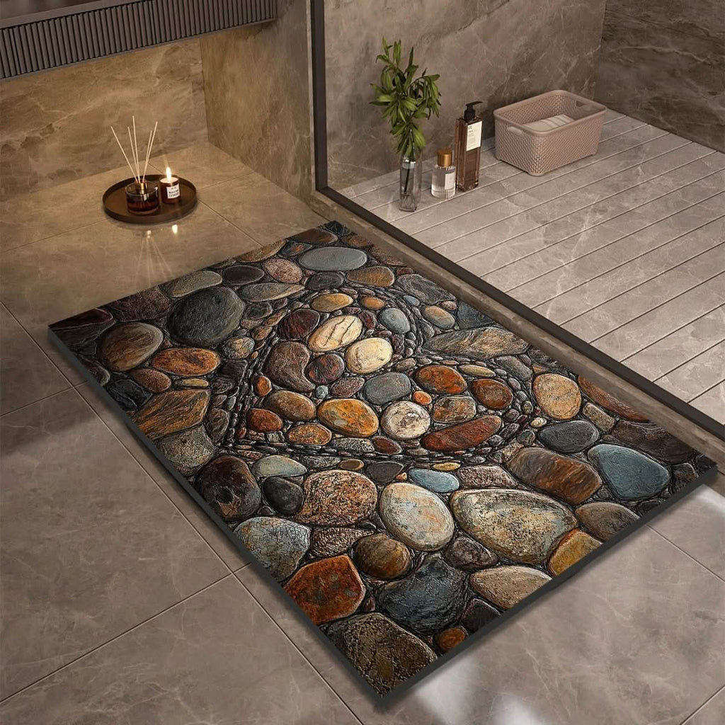 MEELANO Diatomit Bademåtte med Skridsikker Gummibund – Hurtigtørrende Bademåtte, 17 Designs, 40x60 til 60x90 cm Design 1