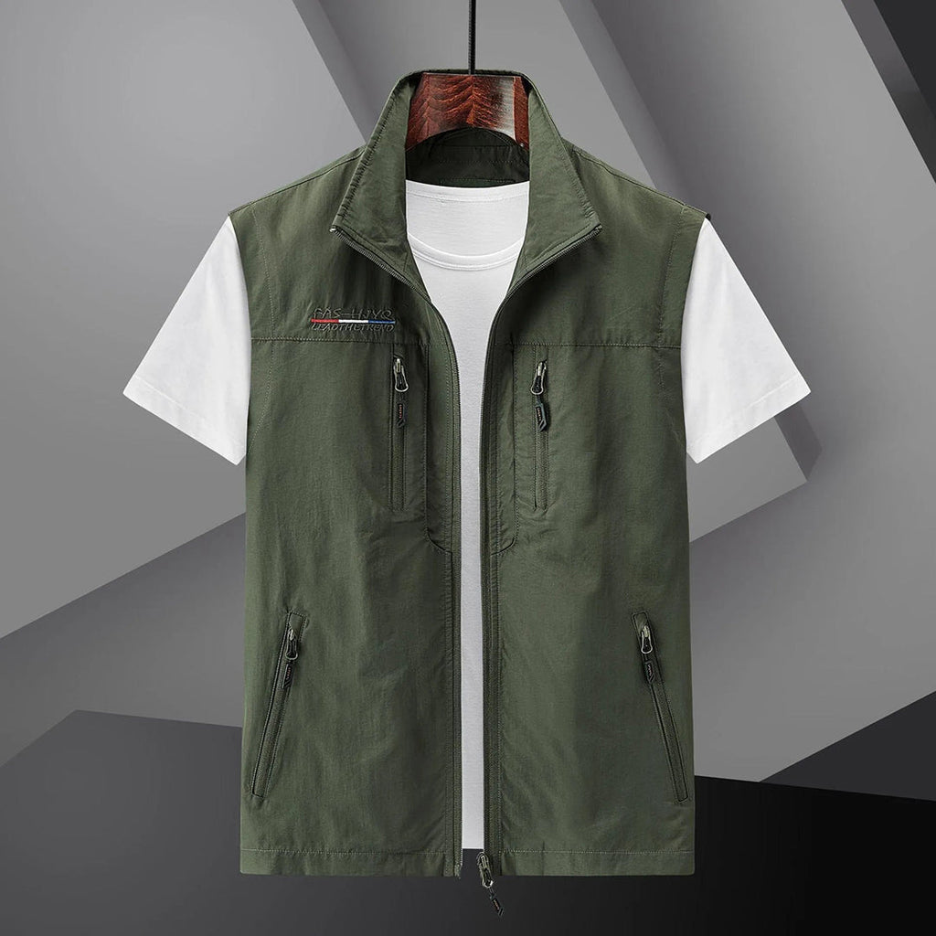 MEELANO Hermosa | Herre Ærmeløs Vest med Lynlås - Casual Polstret Dynevest & Fritidsvest Army Grøn
