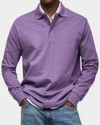 MEELANO Klassisk Langærmet Poloshirt Til Mænd Med Komfort Og Holdbarhed lilla