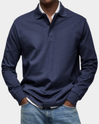 MEELANO Klassisk Langærmet Poloshirt Til Mænd Med Komfort Og Holdbarhed marineblå