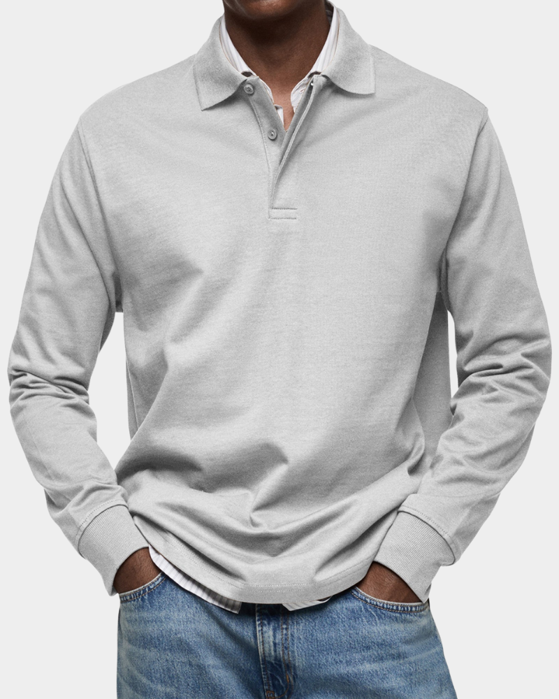 MEELANO Klassisk Langærmet Poloshirt Til Mænd Med Komfort Og Holdbarhed hvid