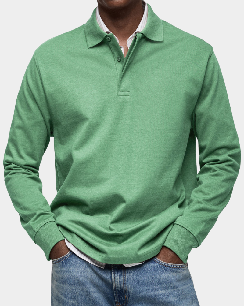 MEELANO Klassisk Langærmet Poloshirt Til Mænd Med Komfort Og Holdbarhed grøn