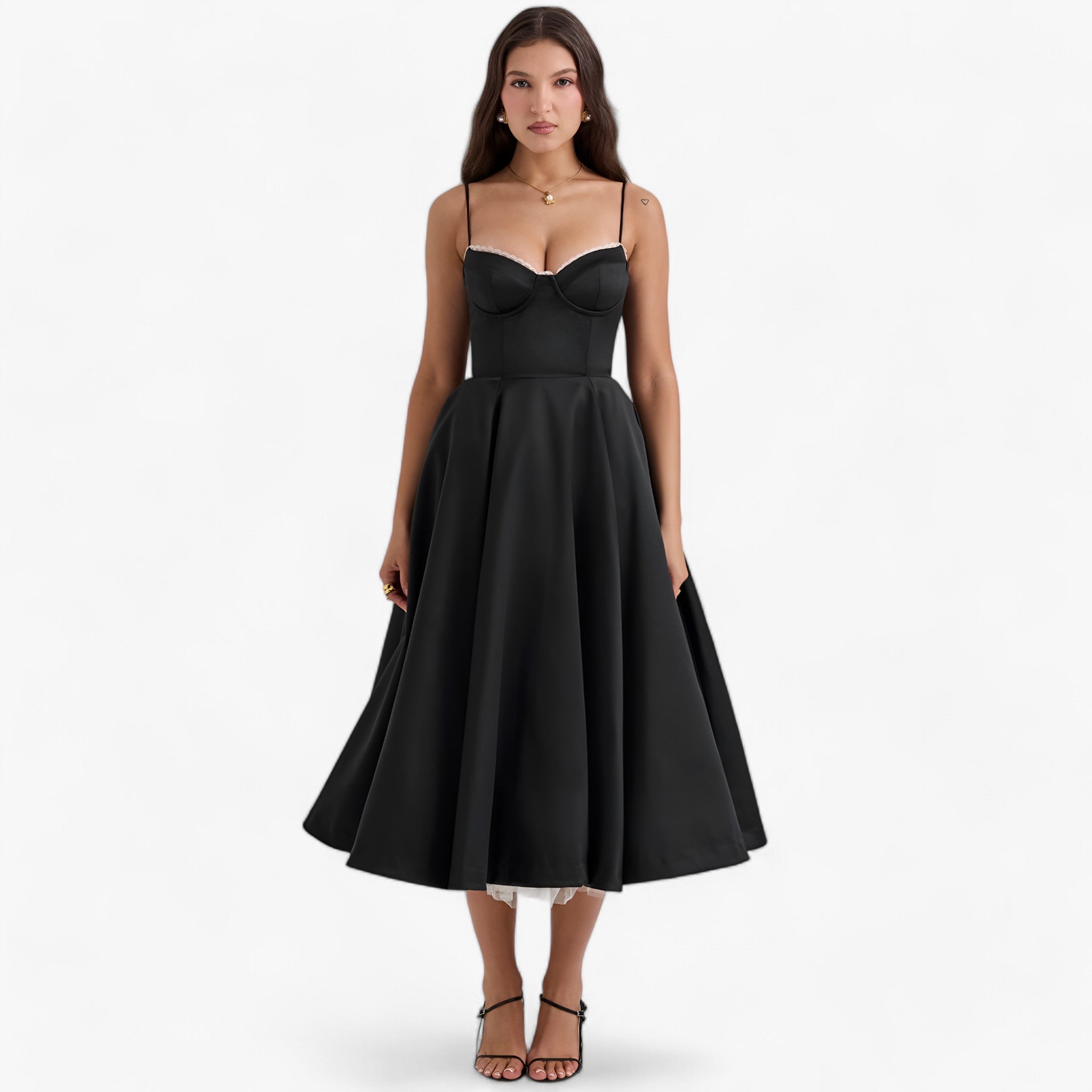 MEELANO Shela | Mademoiselle-Festkjoler – Raffineret Snit & Stilfulde Detaljer Sort