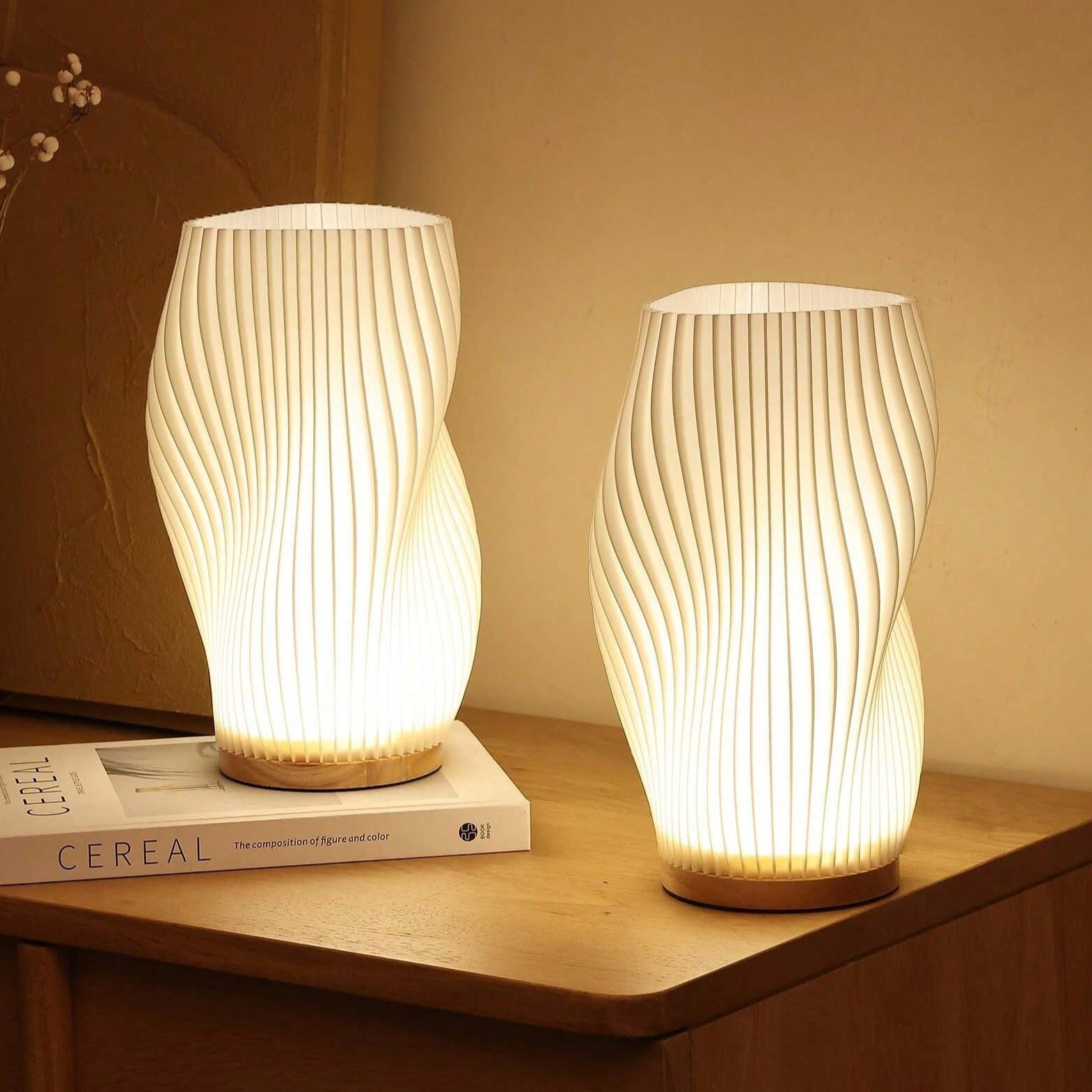 MEELANO AuraWave | Dæmpbar bordlampe med USB og bølgeformet design Default