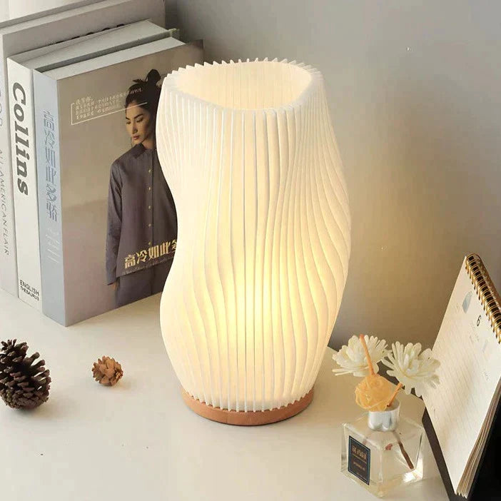 MEELANO AuraWave | Dæmpbar bordlampe med USB og bølgeformet design