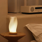 MEELANO AuraWave | Dæmpbar bordlampe med USB og bølgeformet design