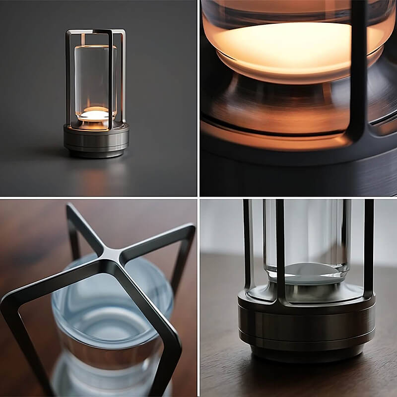 MEELANO Trådløs Bordlampe Med Krystalglas Og Touchfunktion Lyseffekt