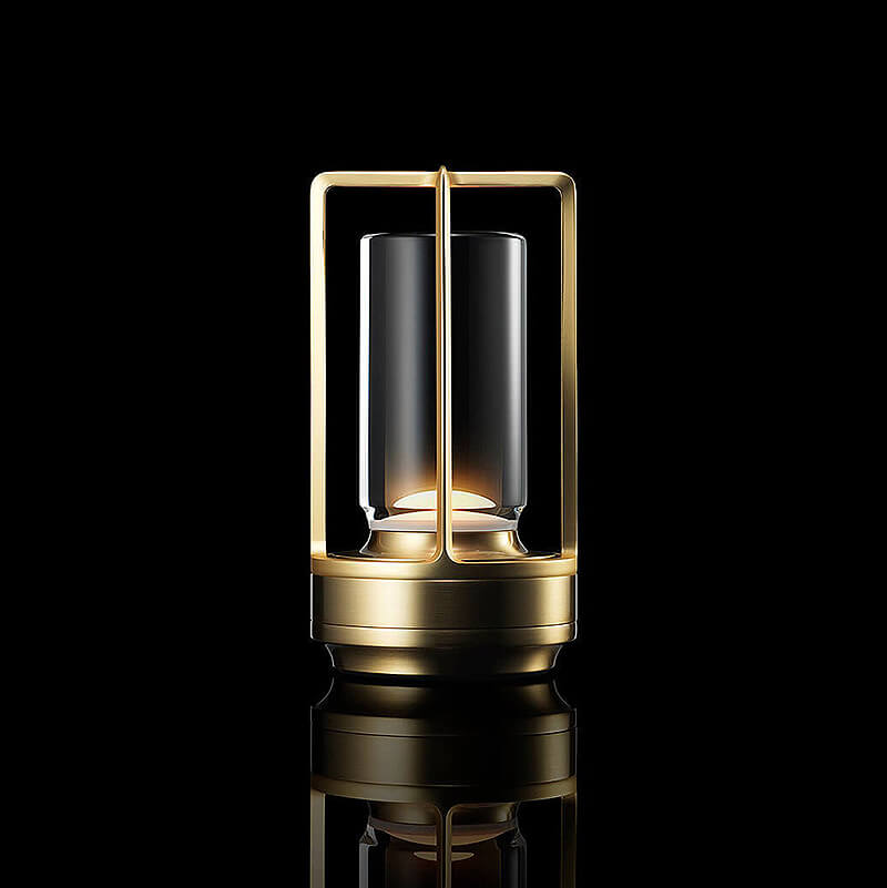 MEELANO Auralight Trådløs Bordlampe – Krystalglas, Touch Dæmper & Vandtæt Design Guld