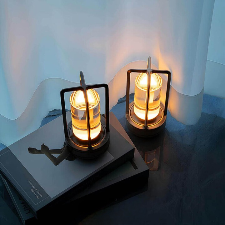 MEELANO Auralight Trådløs Bordlampe – Krystalglas, Touch Dæmper & Vandtæt Design