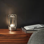 MEELANO Auralight Trådløs Bordlampe – Krystalglas, Touch Dæmper & Vandtæt Design