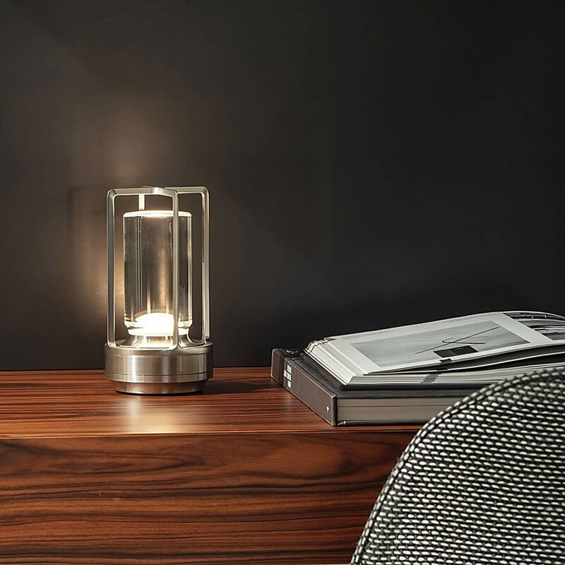 MEELANO Auralight Trådløs Bordlampe – Krystalglas, Touch Dæmper & Vandtæt Design