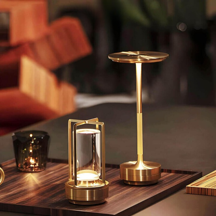 MEELANO Auralight Trådløs Bordlampe – Krystalglas, Touch Dæmper & Vandtæt Design