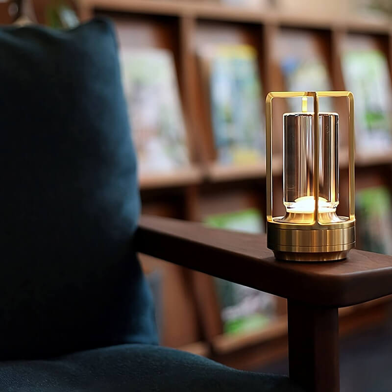 MEELANO Auralight Trådløs Bordlampe – Krystalglas, Touch Dæmper & Vandtæt Design
