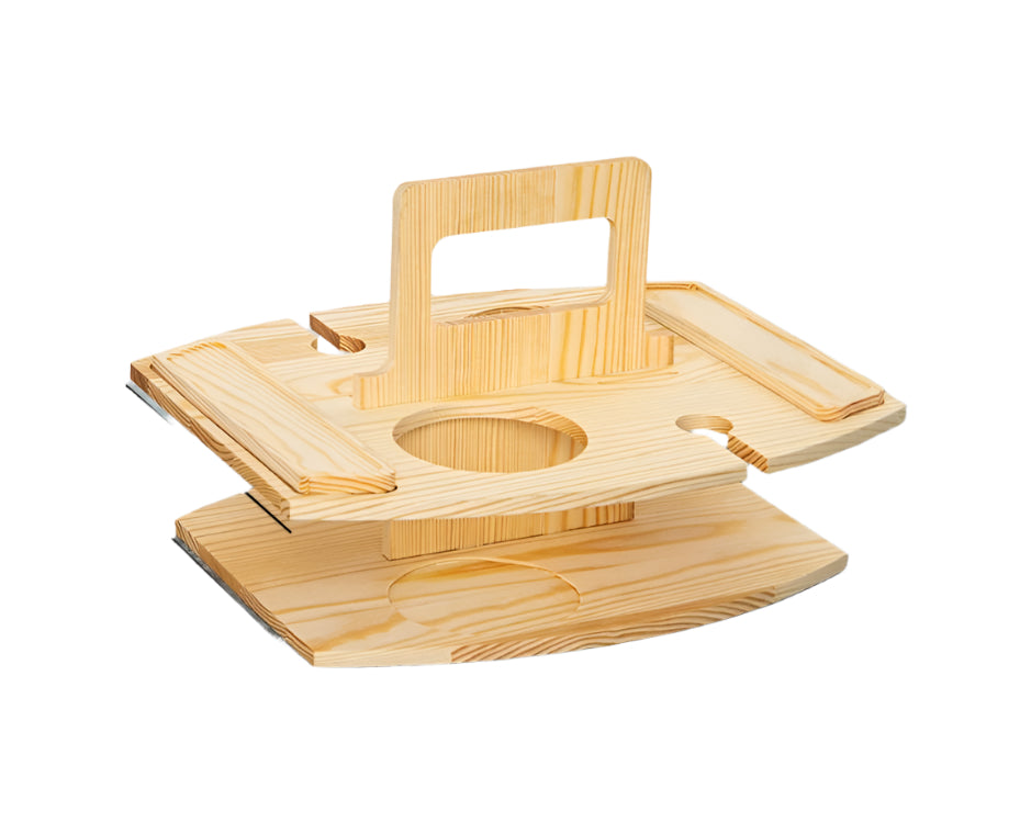 MEELANO Bærbar Træ Picknickvinsbord med Stor Serveringsplads – 36x31 cm Lys Brun