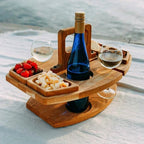 MEELANO Bærbar Træ Picknickvinsbord med Stor Serveringsplads – 36x31 cm
