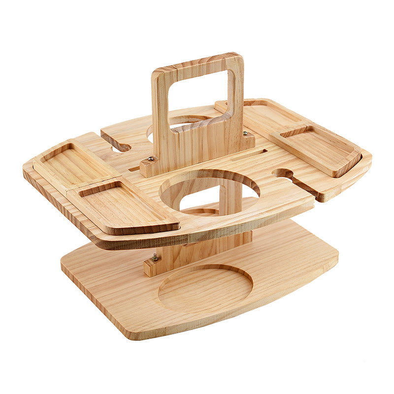 MEELANO Bærbar Træ Picknickvinsbord med Stor Serveringsplads – 36x31 cm